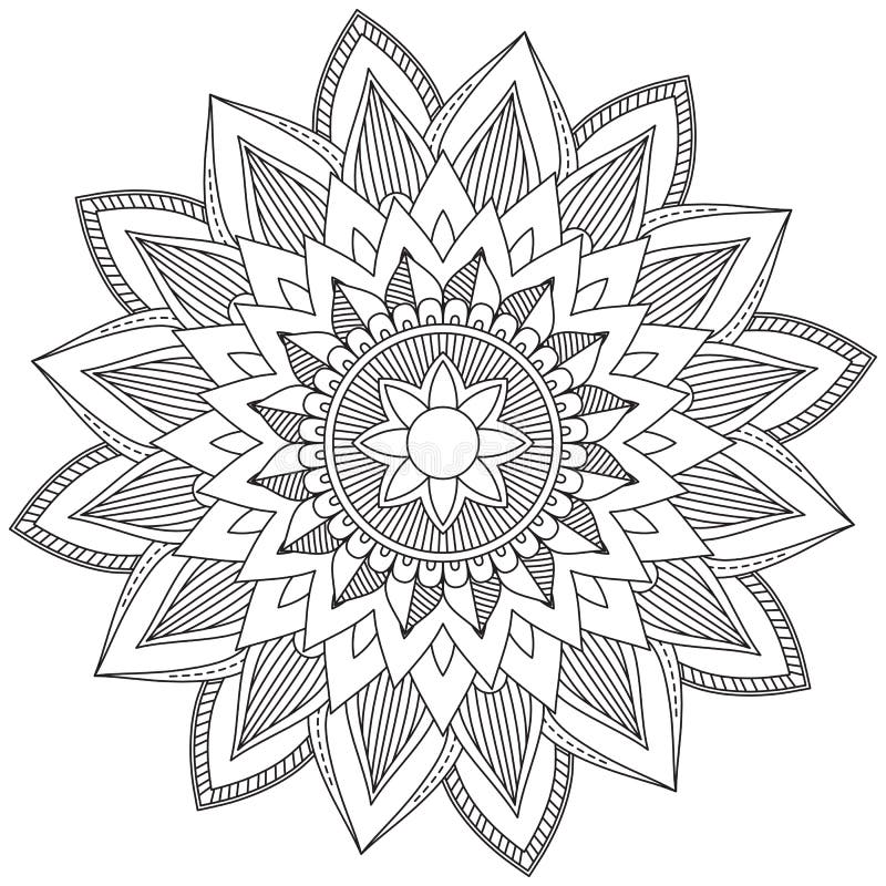 Desenho Gráfico Floral De Mandala Para Colorir Meditação De Página  Ilustração do Vetor - Ilustração de arte, asteca: 217064444