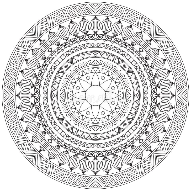 Desenho Gráfico Floral De Mandala Para Colorir Meditação De Página  Ilustração do Vetor - Ilustração de arte, asteca: 217064444