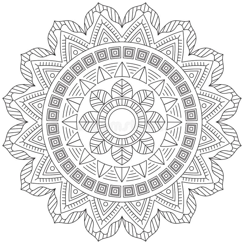 Desenho Gráfico Floral De Mandala Para Colorir Meditação De Página  Ilustração do Vetor - Ilustração de arte, asteca: 217064444