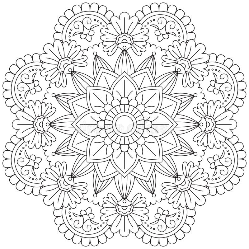 Desenho Gráfico Floral De Mandala Para Colorir Meditação De Página  Ilustração do Vetor - Ilustração de arte, asteca: 217064444