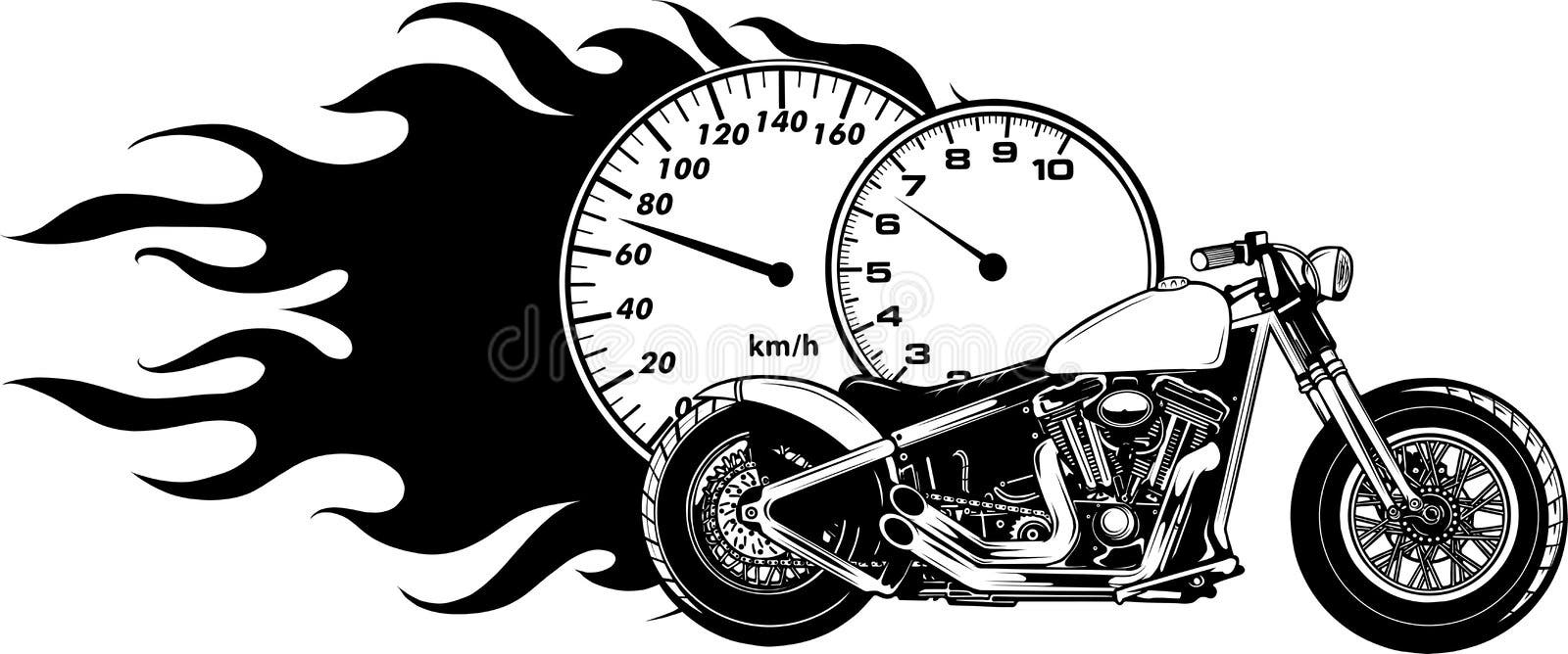 Desenho Em Preto E Branco De Vetor De Moto Com Desenho De Peças  Sobressalentes Ilustração do Vetor - Ilustração de lambreta, motocross:  213643611