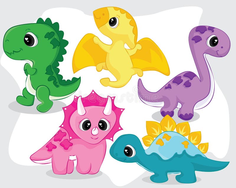 Desenho Infantil Bonito Dinossauro Dinossauro Dino Azul Verde Cor