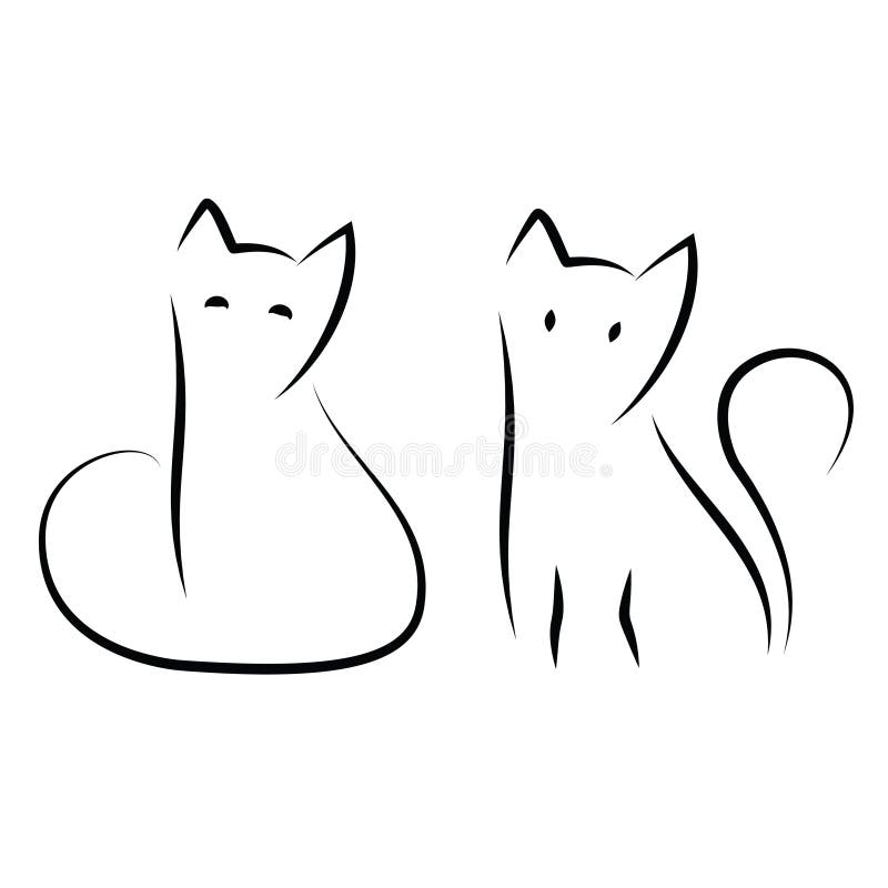 Desenho Simples E Mínimo Da Tinta Do Gato Dois Gatos De Assento No Traditio  Ilustração do Vetor - Ilustração de japonês, contorno: 113311446