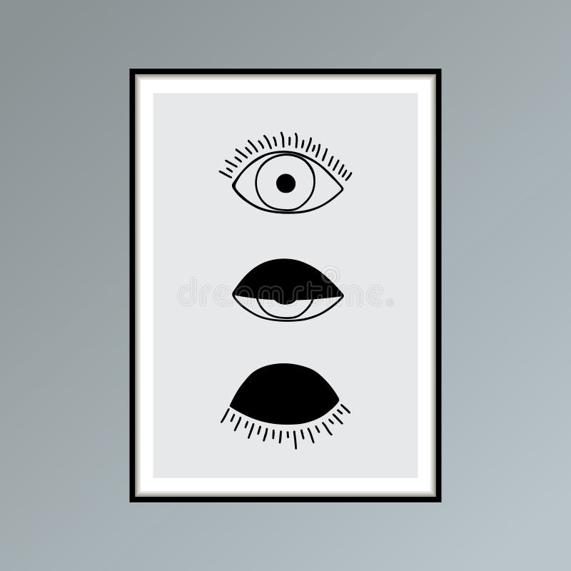 Desenhos animados abertos, pisc e cartaz fechado dos olhos nas máscaras do cinza para a decoração interior ilustração royalty free Desenhos animados abertos, pisc e cartaz fechado dos olhos nas máscaras do cinza para a decoração interior ilustração royalty free