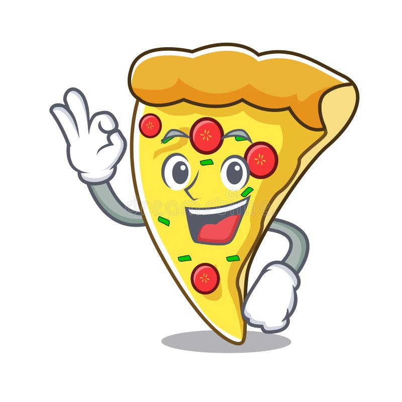 Okay pizza slice character cartoon vector illustration. Okay pizza slice character cartoon vector illustration
