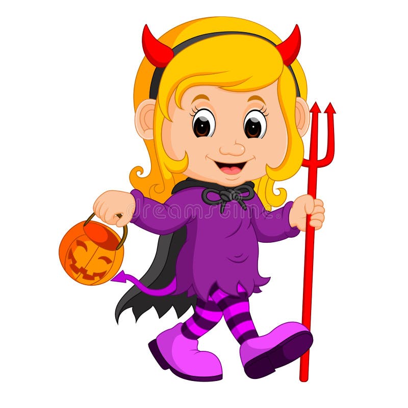 Desenhos animados bonitos da menina do diabo ilustração royalty free Desenhos animados bonitos da menina do diabo ilustração royalty free