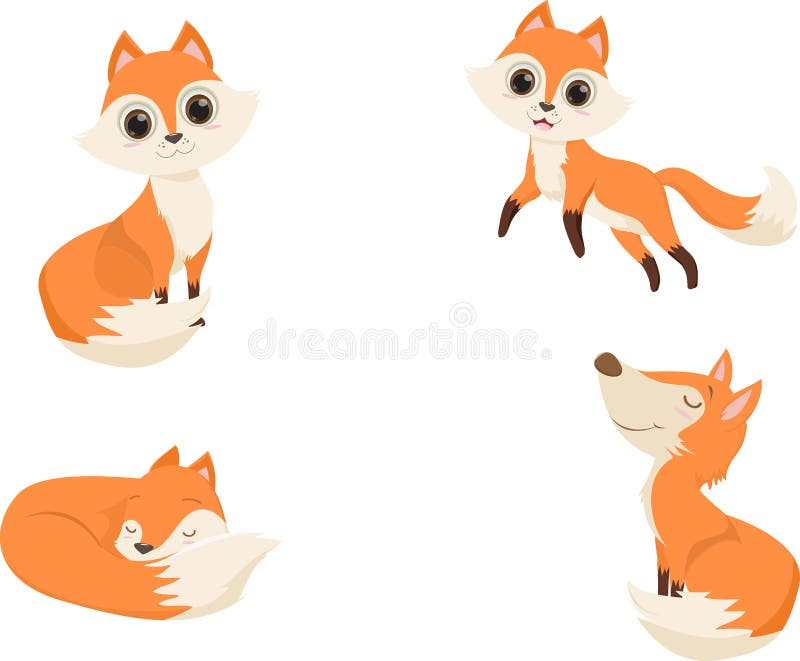 Desenhos animados bonitos da raposa vermelha em várias poses Ilustração ilustração do vetor Desenhos animados bonitos da raposa vermelha em várias poses Ilustração ilustração do vetor