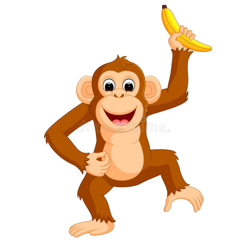 Vetores de Ilustração Vetorial De Um Macaco De Desenho Animado Bonito Com  Banana Maçã E Abacaxi Para O Seu Design e mais imagens de Alegria - iStock