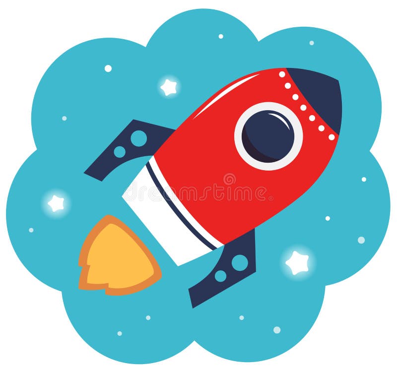 Spaceship or Rocket in cloud. Vector Illustration. Spaceship or Rocket in cloud. Vector Illustration