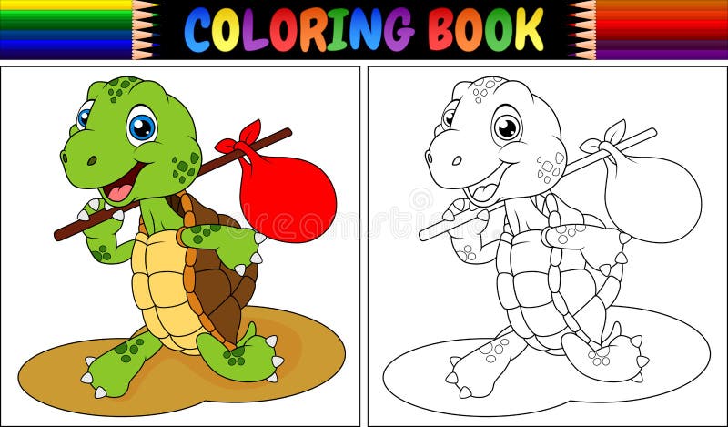 Tartaruga Dos Desenhos Animados Livro Para Colorir E Ponto Para