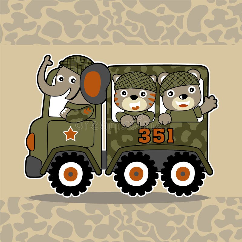 Desenhos animados de soldados animais pequenos ilustração do vetor Desenhos animados de soldados animais pequenos ilustração do vetor