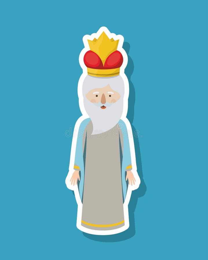 Desenhos animados de Wiseman do projeto santamente da noite ilustração do vetor Desenhos animados de Wiseman do projeto santamente da noite ilustração do vetor