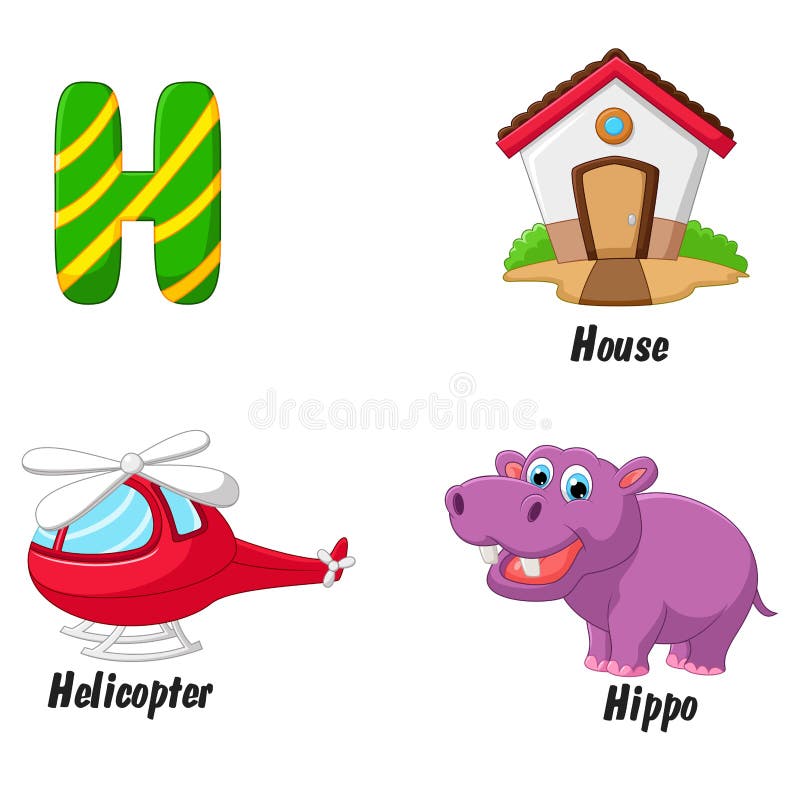 Desenhos animados do alfabeto de H