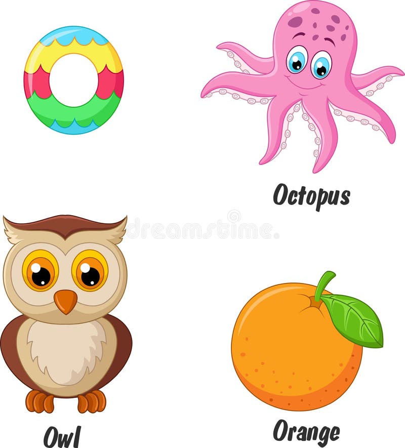 Desenhos animados do alfabeto de O