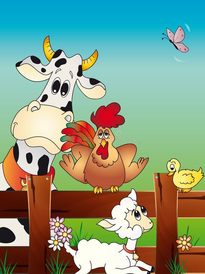 Illustration with farm animal cartoon. Illustration with farm animal cartoon