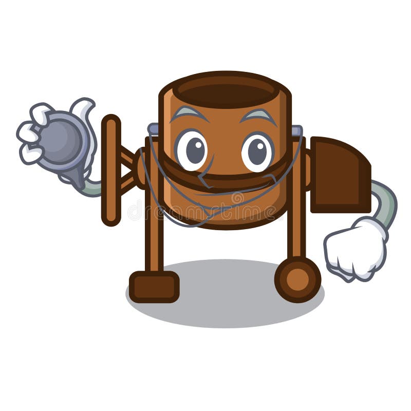 Desenhos animados do caráter do misturador concreto do doutor ilustração royalty free Desenhos animados do caráter do misturador concreto do doutor ilustração royalty free