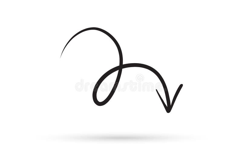 Desenhos animados do esboço da escova da garatuja da tração da seta da curva isolados em b branco ilustração do vetor Desenhos animados do esboço da escova da garatuja da tração da seta da curva isolados em b branco ilustração do vetor