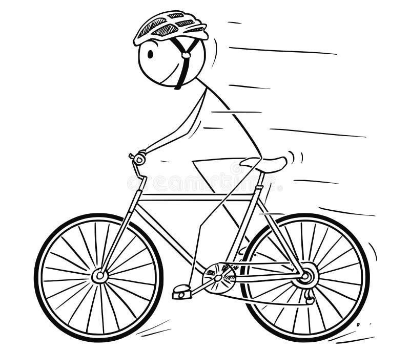 Desenhos animados do homem com equitação do capacete na bicicleta ilustração do vetor Desenhos animados do homem com equitação do capacete na bicicleta ilustração do vetor
