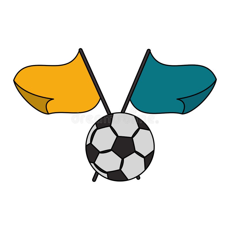 Flâmula Amarela Com Estilo Dos Desenhos Animados Do ícone Da Bola De  Futebol Ilustração Stock - Ilustração de prêmio, forma: 124294332