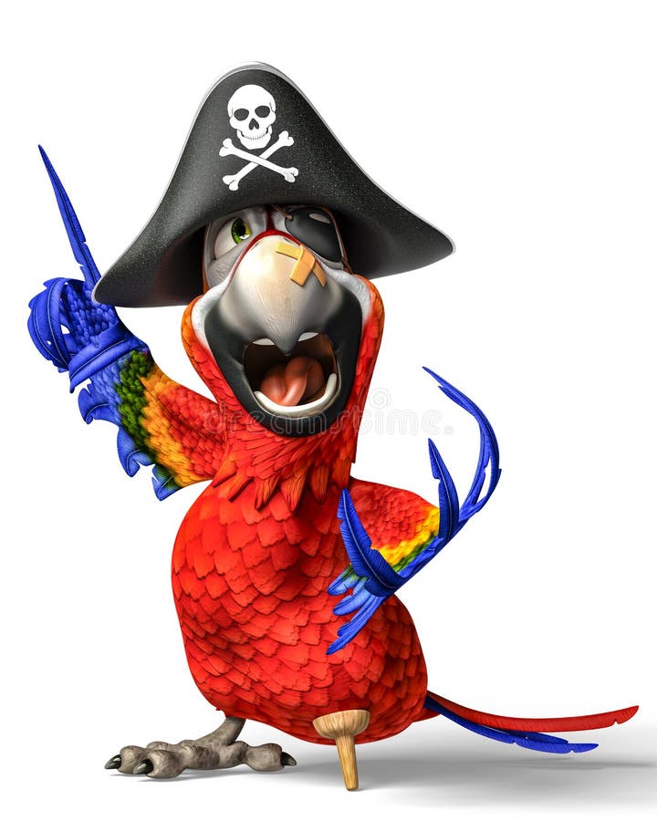 Desenhos animados do papagaio do pirata ilustração do vetor Desenhos animados do papagaio do pirata ilustração do vetor