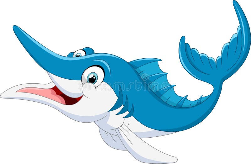 Desenhos animados dos peixes do espadim ilustração do vetor Desenhos animados dos peixes do espadim ilustração do vetor