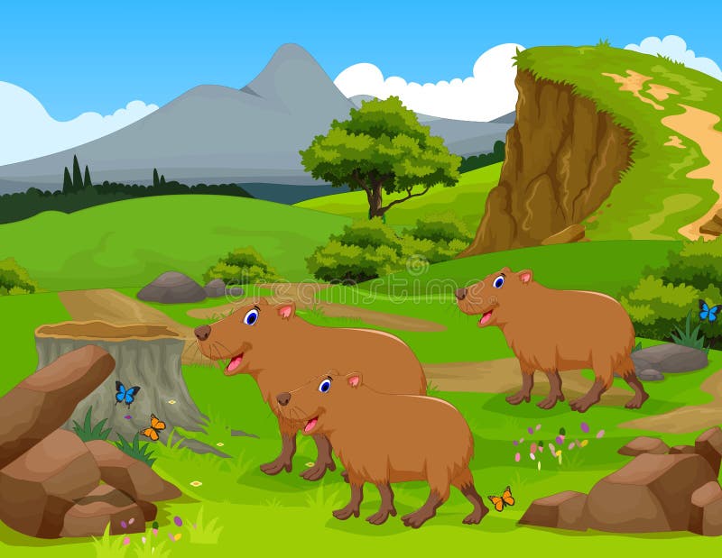 Ilustração Vetorial Do Estilo Cartoon De Capybara De Saudação De