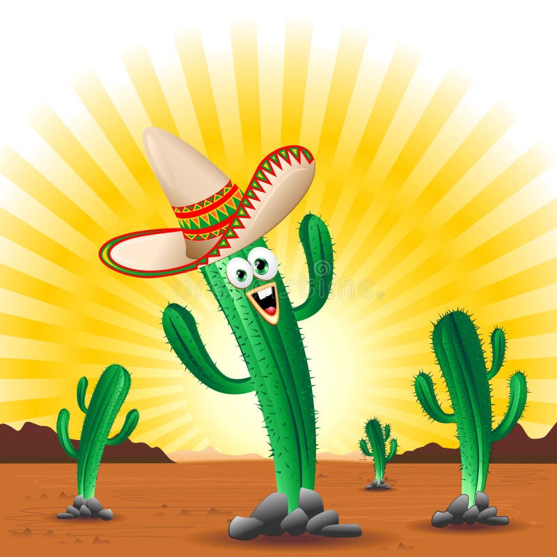 Desenho Animado Do Cacto Mexicano Feliz Isolado Ilustração do Vetor - Ilustração de cacto, nave: 219318755