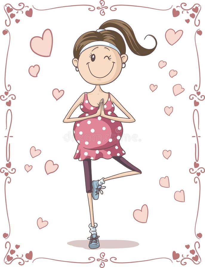 Desenhos animados grávidos do vetor do exercício ilustração do vetor Desenhos animados grávidos do vetor do exercício ilustração do vetor