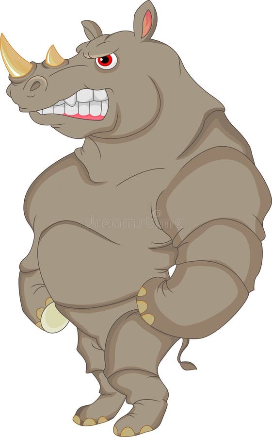 Desenhos animados irritados do rinoceronte ilustração stock Desenhos animados irritados do rinoceronte ilustração stock