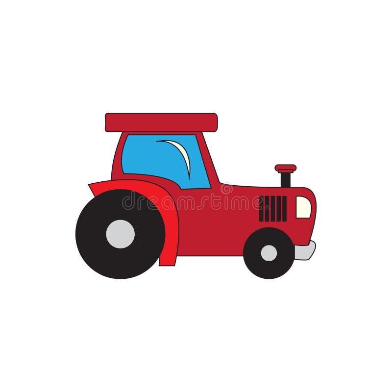 Trator em estilo plano de desenho animado ilustração vetorial de uma  maquinaria agrícola pesada para arar cultivando o solo e plantando campos