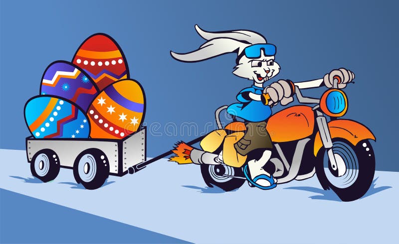Desenhos animados loucos do coelho de Easter no velomotor ilustração royalty free Desenhos animados loucos do coelho de Easter no velomotor ilustração royalty free