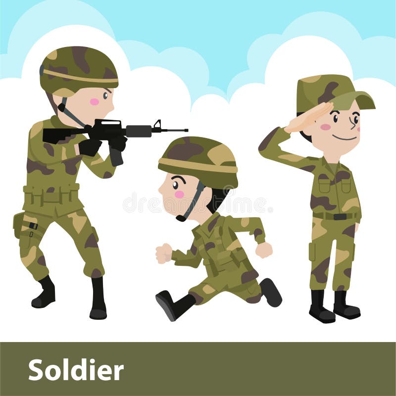 Desenhos Animados Militares Da Arma Do Soldado Ilustração do Vetor