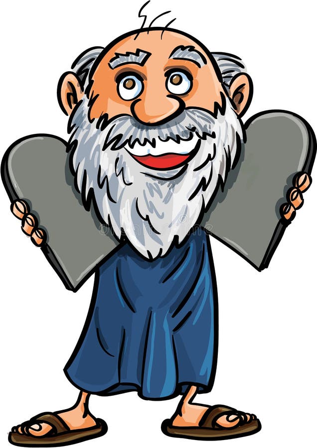 Cartoon Moses com as Dez Mandamentos ilustração do vetor