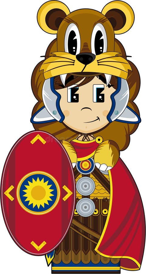 Desenhos animados Roman Soldier com protetor ilustração do vetor Desenhos animados Roman Soldier com protetor ilustração do vetor