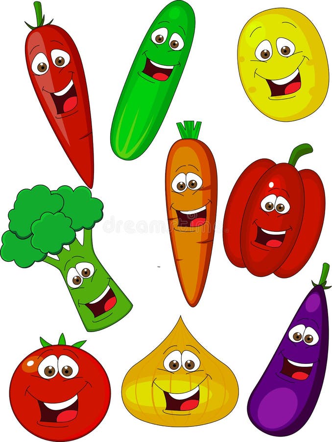 Vegetais Dos Desenhos Animados, Aipo, Abobrinha, Cebola, Cenoura E  Couve-flor. Vegetal Orgânico Fresco, Repolho De Comida Vegetariana E  Pepino. Conjunto De Símbolos Isolados De Vetores De Vegetais Royalty Free  SVG, Cliparts, Vetores