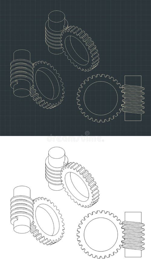 Desenho De Ligação De Motor Elétrico De Engrenagens Clipart De Stock, Royalty-Free