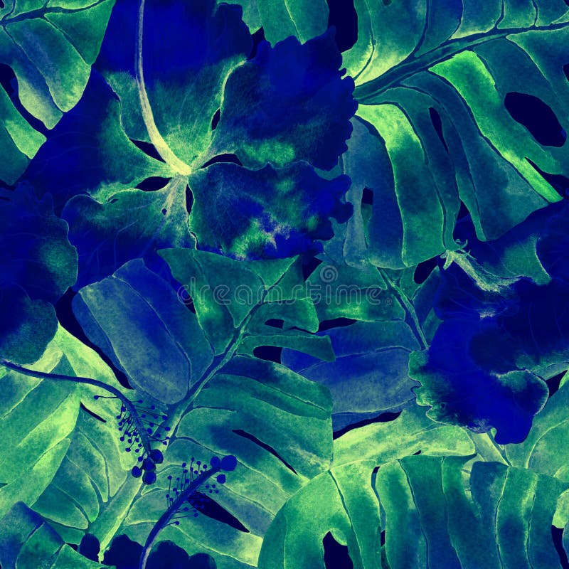 deseniowy tropikalny Akwarela egzota kwiaty i monstera liście obraz stock deseniowy tropikalny Akwarela egzota kwiaty i monstera liście obraz stock
