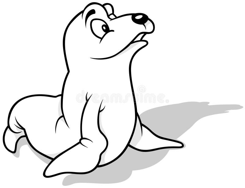 Desenul unui drăguț curios leu de mare stock illustration