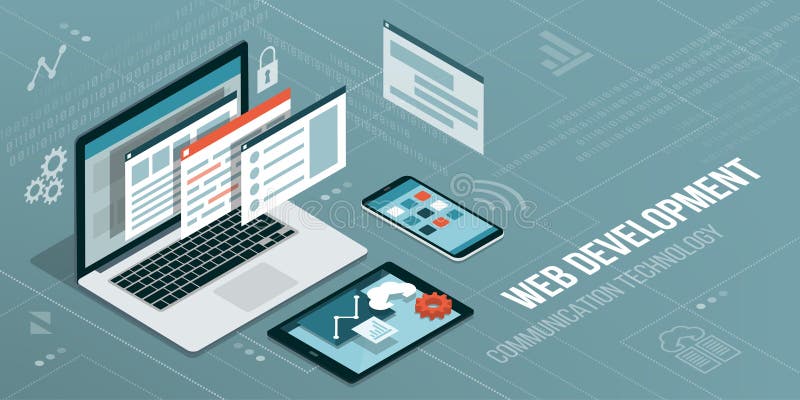 Desenvolvimento e codificação da Web ilustração stock Desenvolvimento e codificação da Web ilustração stock