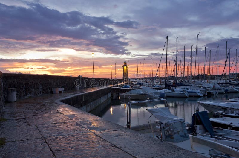Desenzano Del Garda Marina waterfront and the Lighthouse stock photos