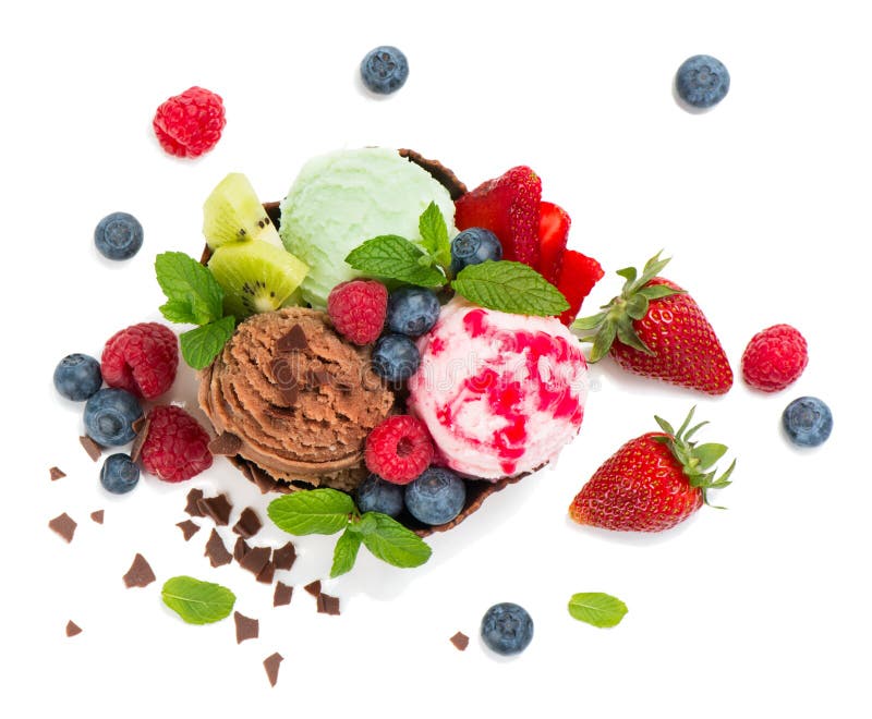 Deser lody mieszanki vith jagody, odgórny widok zdjęcia stock Deser lody mieszanki vith jagody, odgórny widok zdjęcia stock