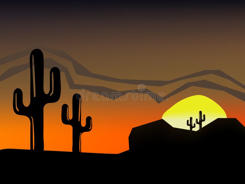 Sunset/sunrise over desert scene. Panorama arizona vectors