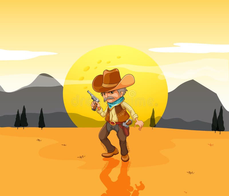 Download A Desert With An Armed Cowboy Stock Vector - Illustration of male, image: 33314514