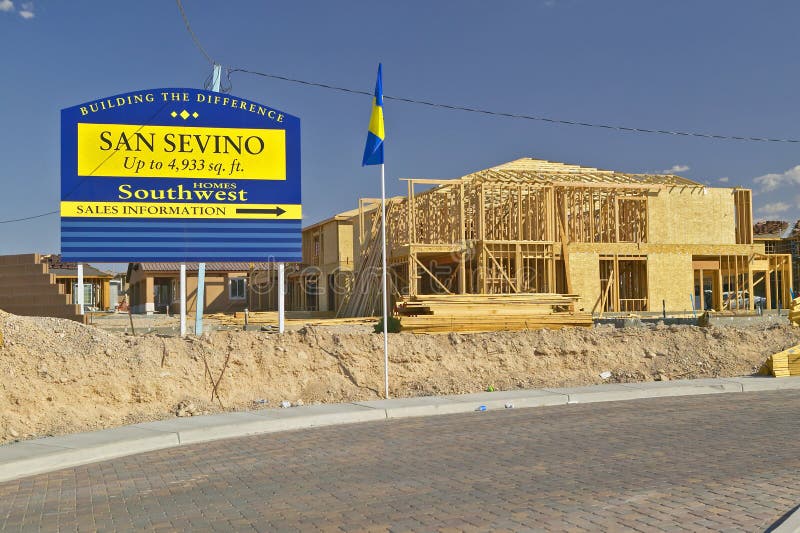 Desert construction of new homes in Clark County, Las Vegas, NV stock photos