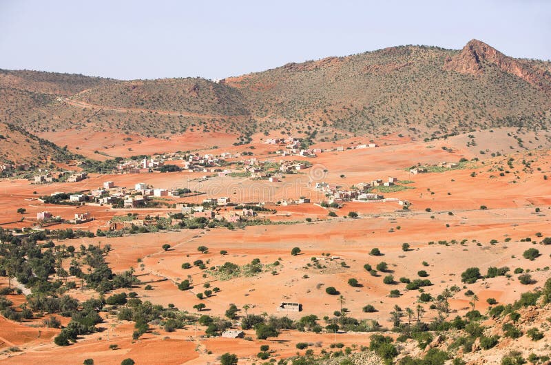 Desert farmland Morocco stock photo. Image of houses 2088706
