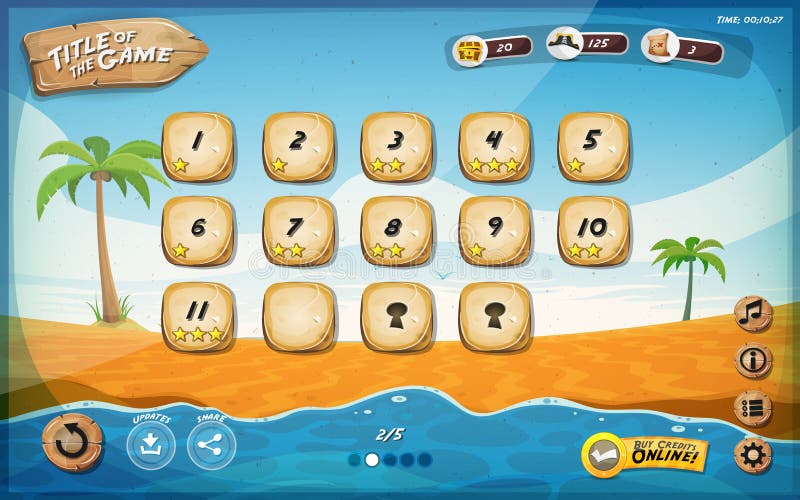 Desert Island Game User Interface Design For Table stock illustration