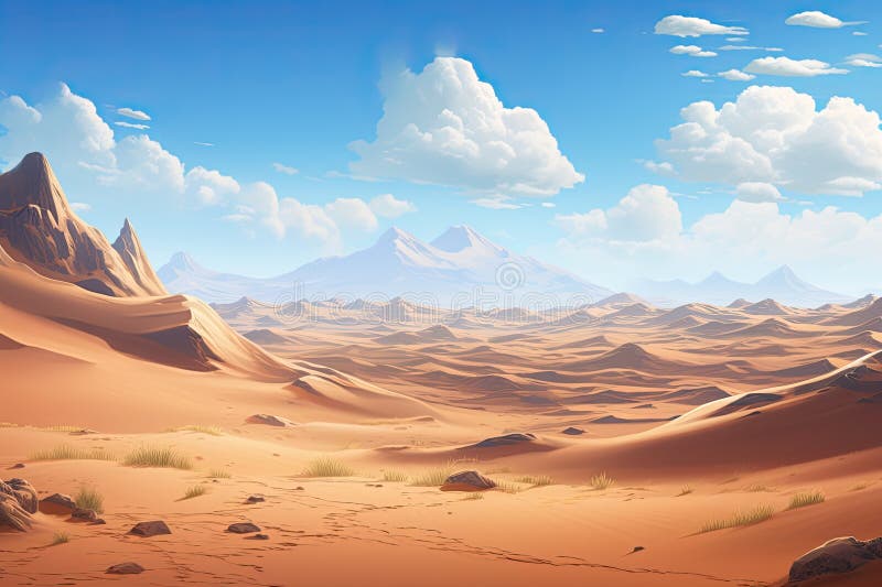 Desert landscape with sand dunes. 3d render illustration, vector illustration.