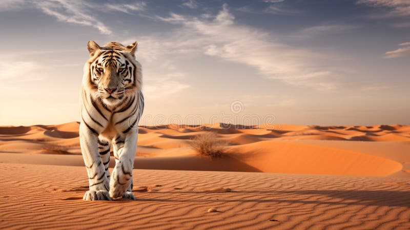 Desert Mirage: Camouflaged Tiger in Sandy Landscape