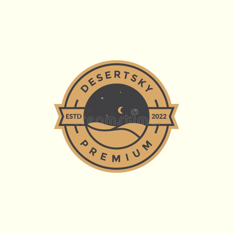 Desert and Night Sky Space Logo Badge Stock Vector - Illustration of ...