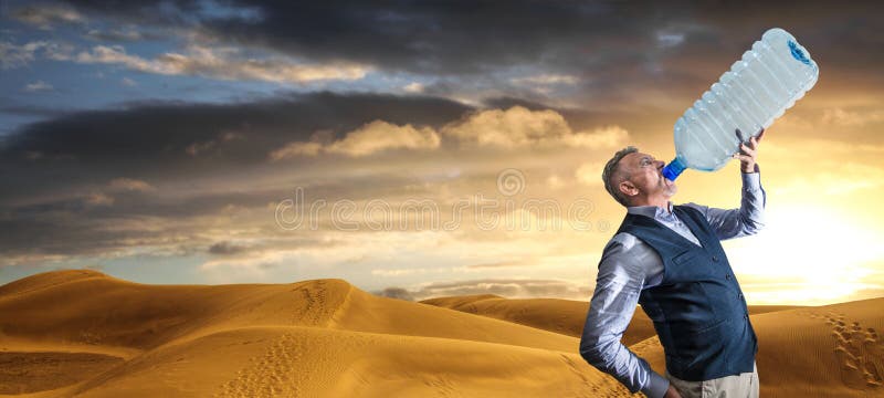 Man with a Giant Water Bottle Stock Image - Image of oversized, exhausted:  128843799